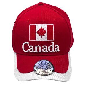 Canada Flag Embroidered Baseball Cap Hat Red White New Country Leather Brand